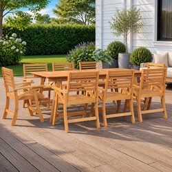 Outdoor Patio Dining Table in Solid Acacia Wood 200x90x75cm