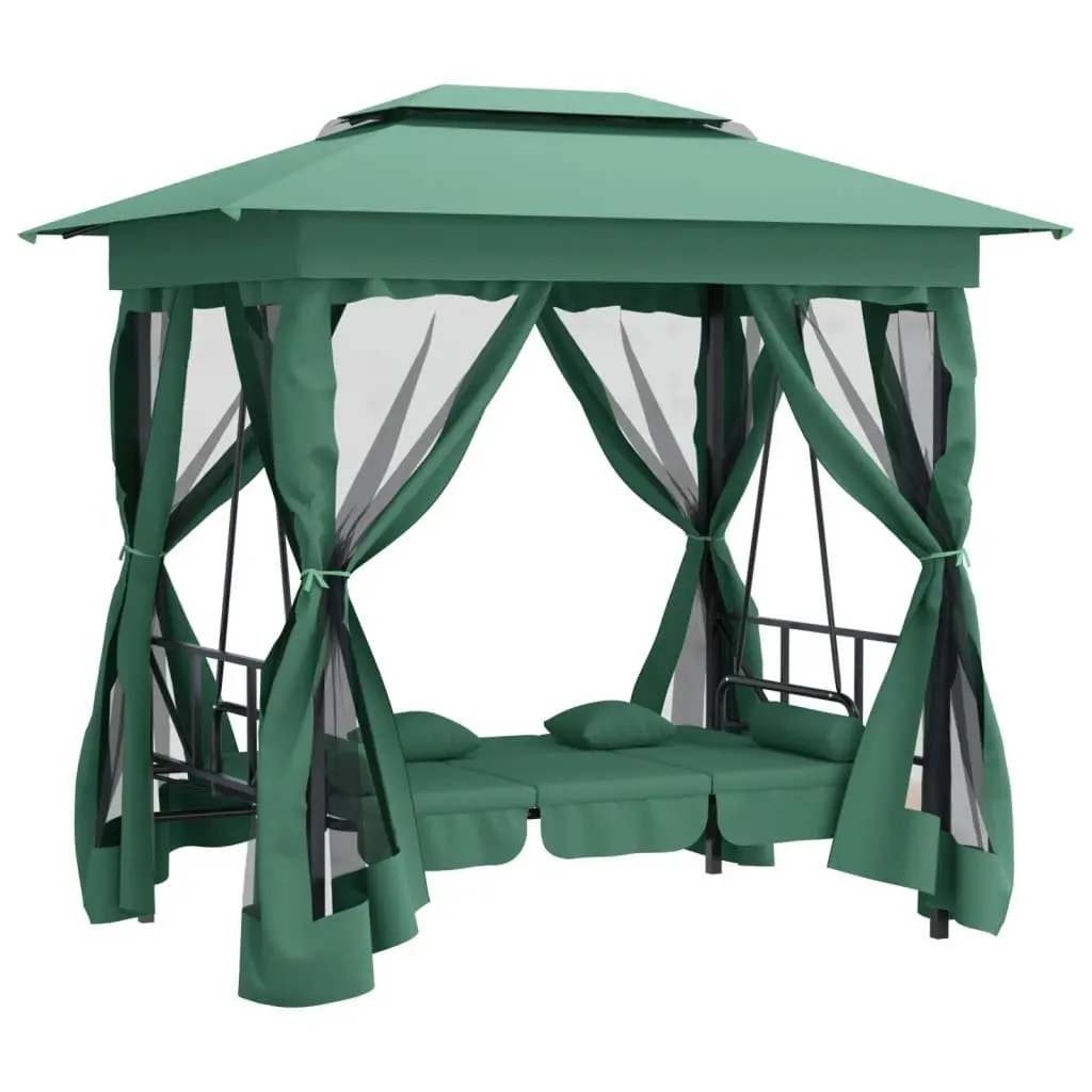 Convertible Canopy Swing Bench Garden Gazebo Outdoor Patio Seat Green Large Capacity