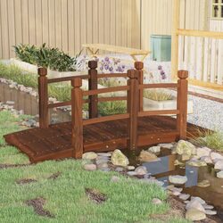 Garden Bridge with Rails to Elevate Your Outdoor Space 150x67x56cm Brown