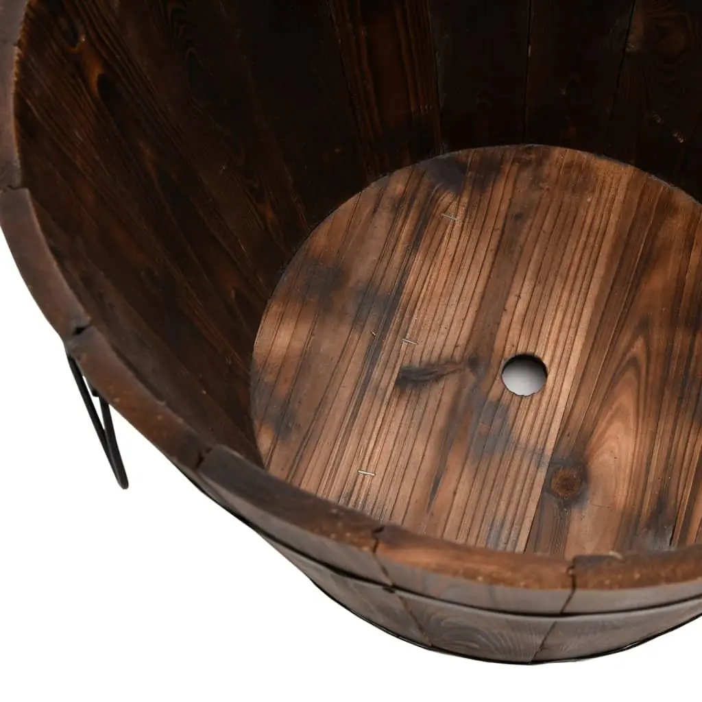 Wooden Bucket Planter Set 3 Piece Garden Pots with Metal Handles for Flowers