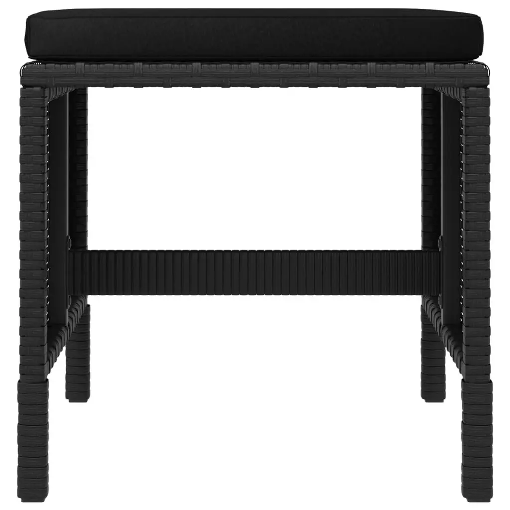 Garden Dining Set 6 Piece Black Poly Rattan Outdoor Furniture with Cushions