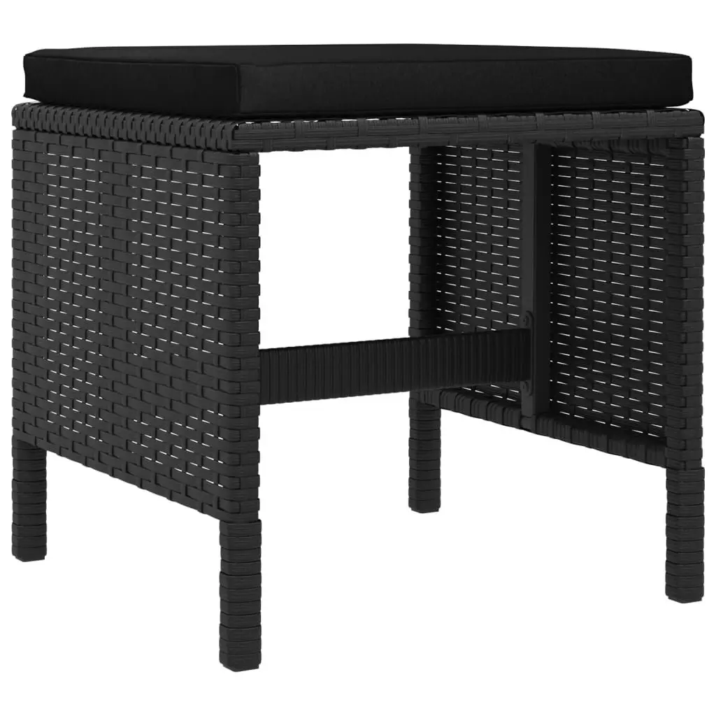 Garden Dining Set 6 Piece Black Poly Rattan Outdoor Furniture with Cushions