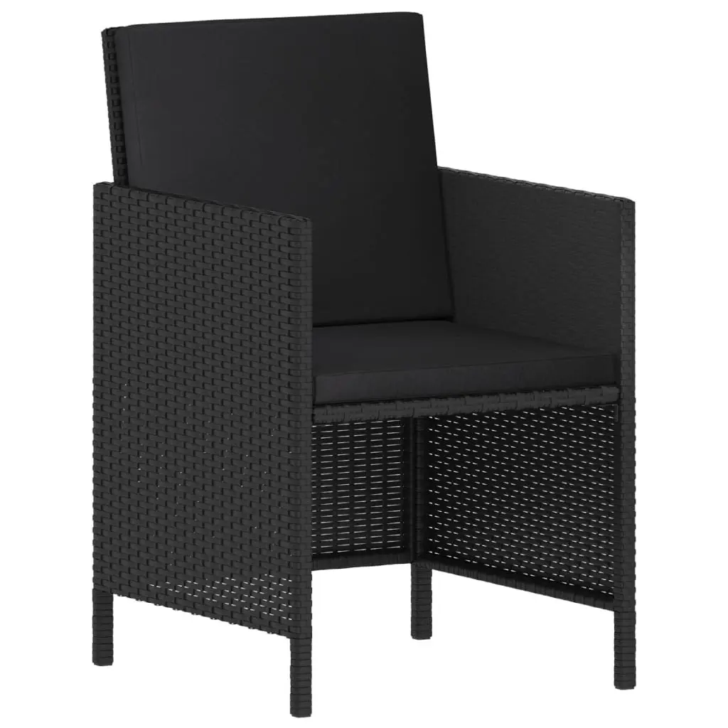 Garden Dining Set 6 Piece Black Poly Rattan Outdoor Furniture with Cushions