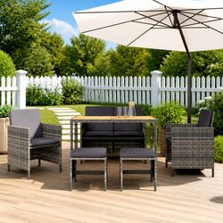 6-Piece Grey Rattan Outdoor Dining Set for Entertaining