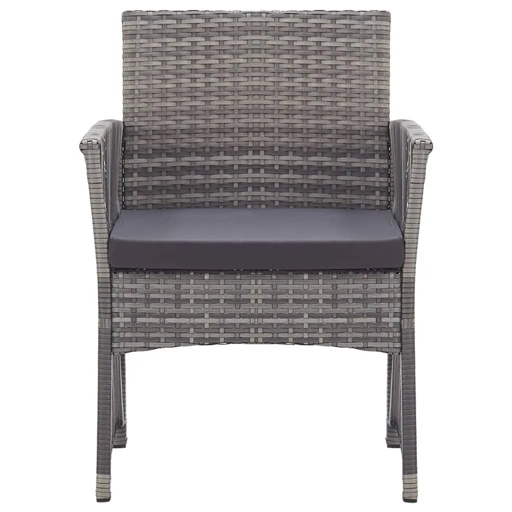 Outdoor Armchairs with Cushions 2 pcs Grey Garden Seating Poly Rattan Chairs