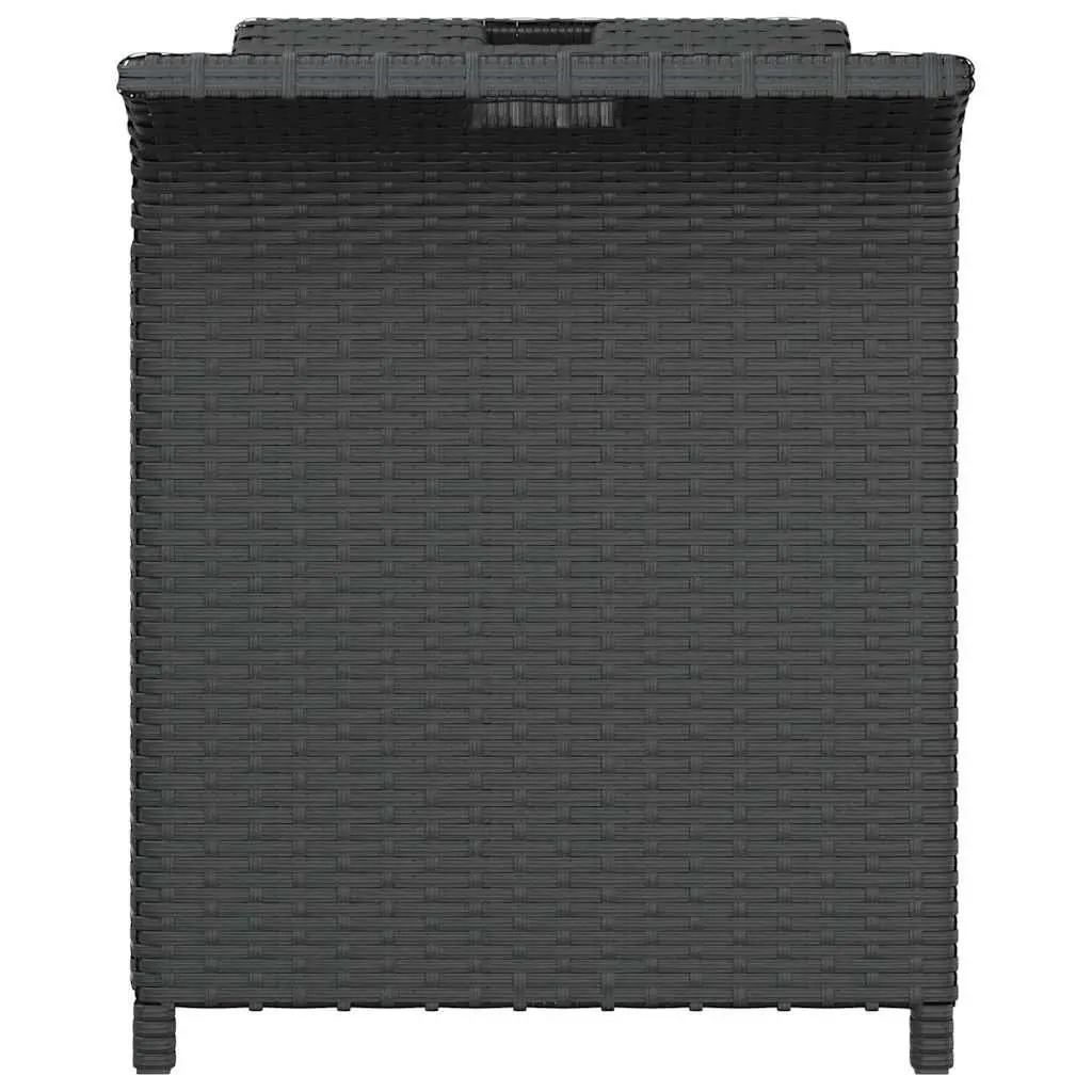 Outdoor Garden Bench with Storage Black Poly Rattan Cushioned Seat