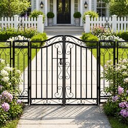 Enhance Your Outdoor Space with a Black Wrought Iron Garden Gate 121x100cm