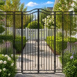 Elevate Your Garden with This Black Ornamental Iron Gate
