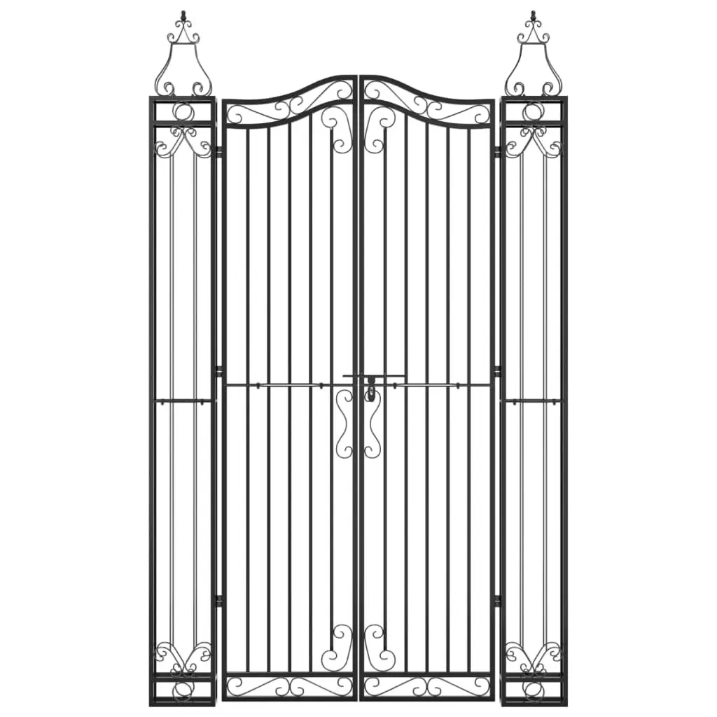 Garden Gate Black Wrought Iron Ornamental Entry Posts 121x200cm