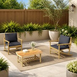 Brown Bamboo Outdoor Coffee Table Enhancing Your Patio 90x55x37 cm