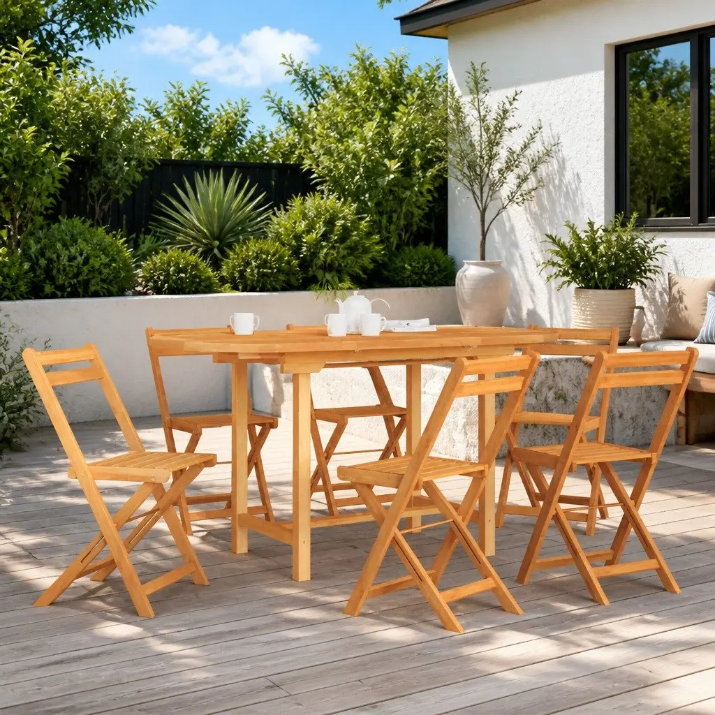 Extending Garden Table 110-160x80x75cm Solid Teak Wood Outdoor Dining with Parasol Hole