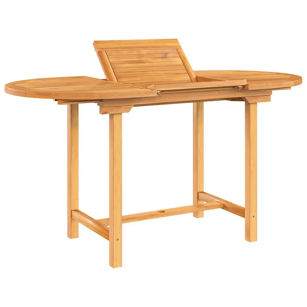 Extending Garden Table 110-160x80x75cm Solid Teak Wood Outdoor Dining with Parasol Hole