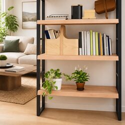 Rustic Floating Wall Shelf in Light Brown - 80x60cm