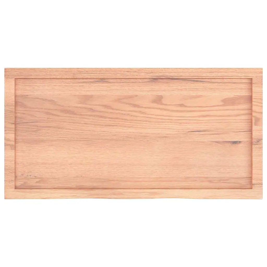 Wall Shelf 100x50cm Solid Oak Wood Light Brown Rustic Handmade Floating Ledge