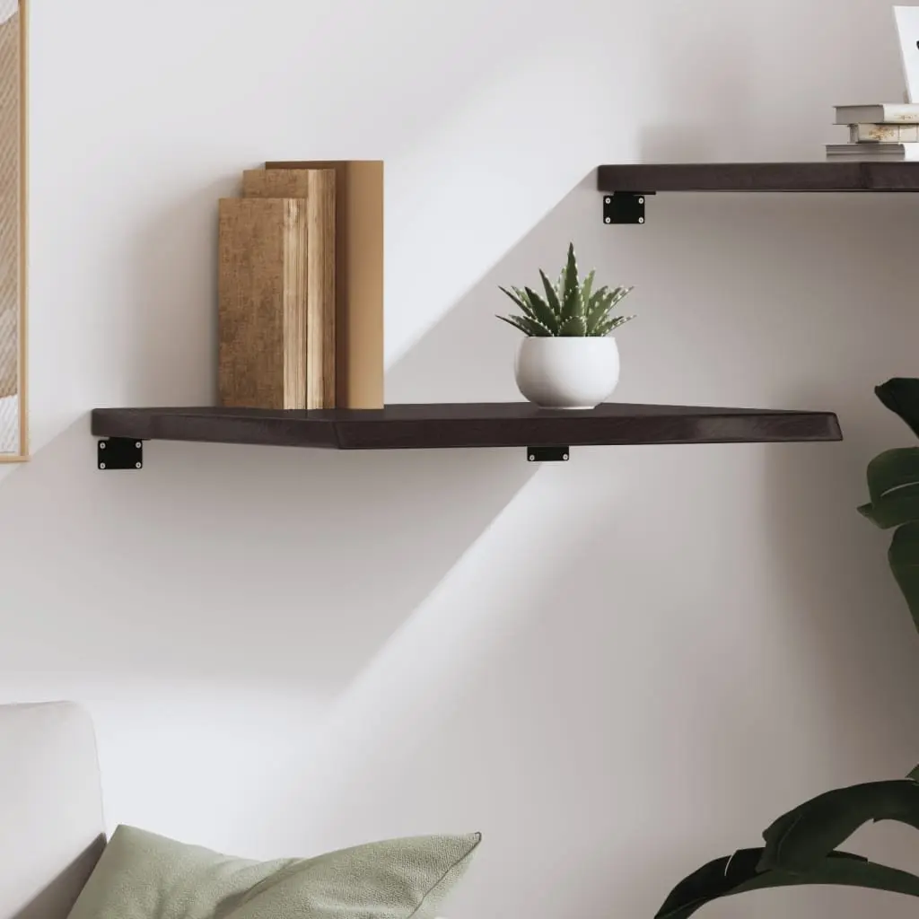 Wall Shelf 60cm Dark Brown Solid Oak Wood Rustic Handmade Display Storage