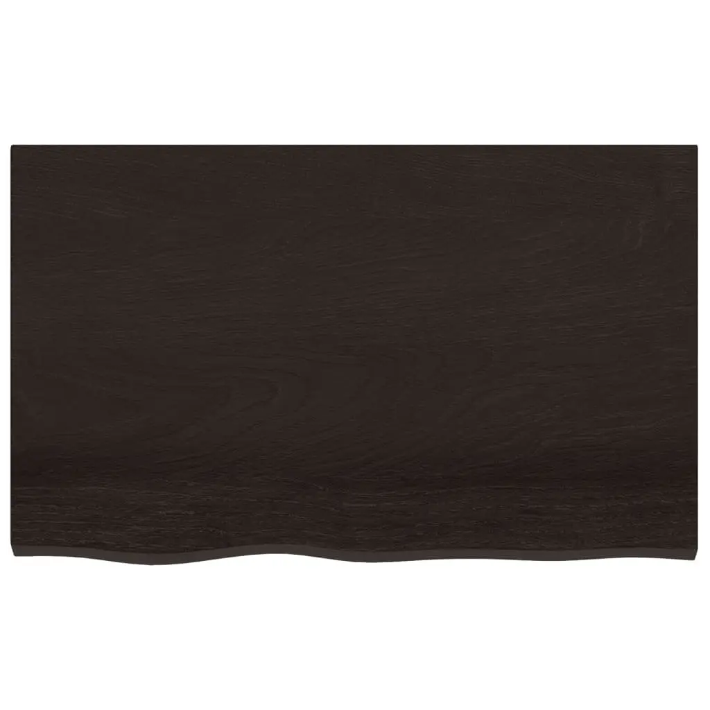 Wall Shelf 80 x 50 cm Solid Oak Wood Dark Brown Rustic Floating Storage Shelving Ledge