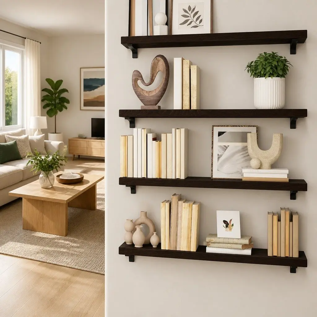 Wall Shelf 100x30cm Dark Brown Solid Oak Wood Rustic Handmade Floating Ledge