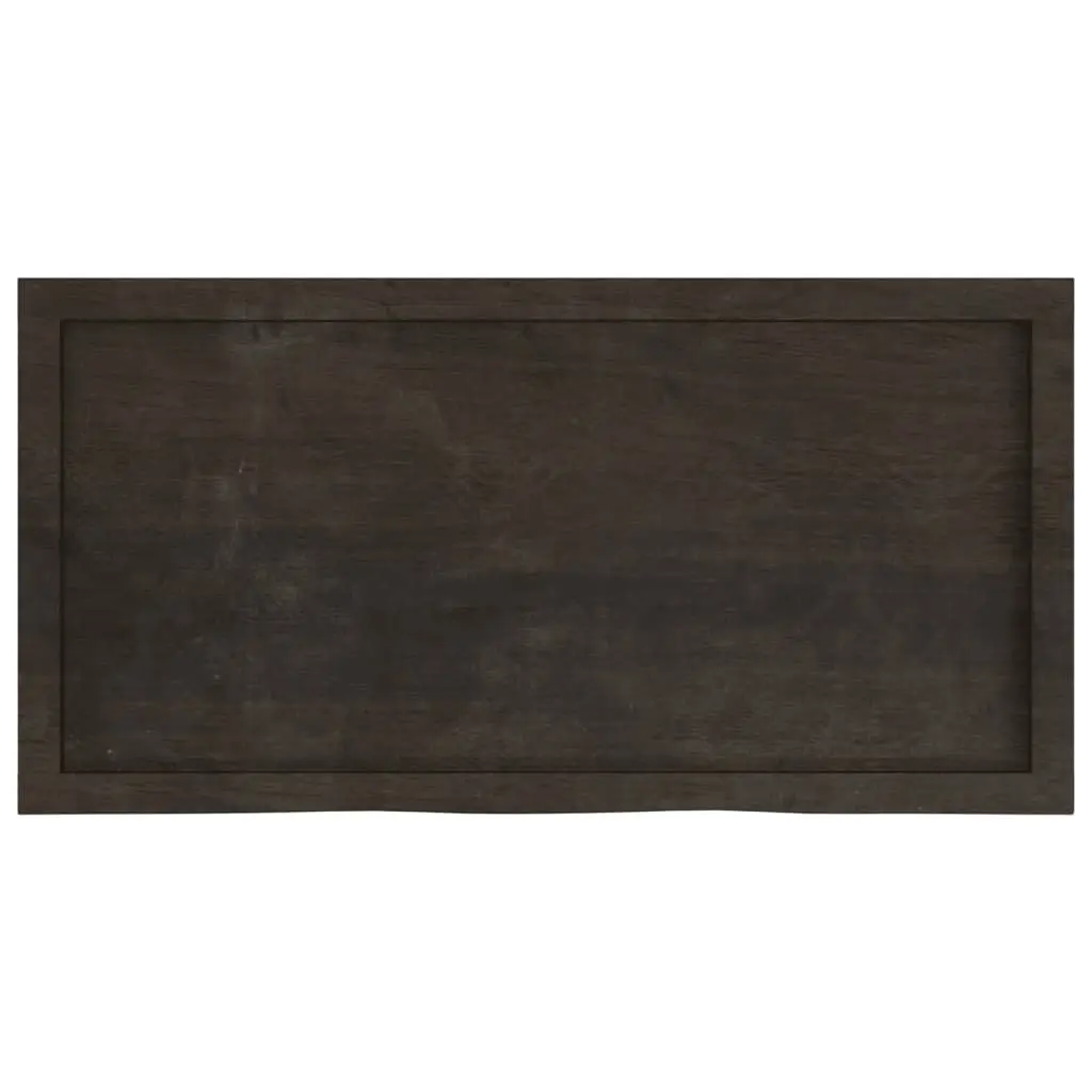 Wall Shelf 100x50cm Dark Brown Solid Oak Wood Live Edge Handmade Storage Ledge