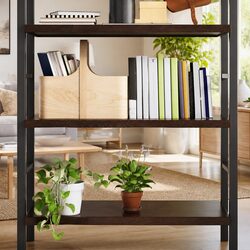 Wall Shelf Dark Brown Solid Oak Wood Rustic Storage Shelving 100x60cm