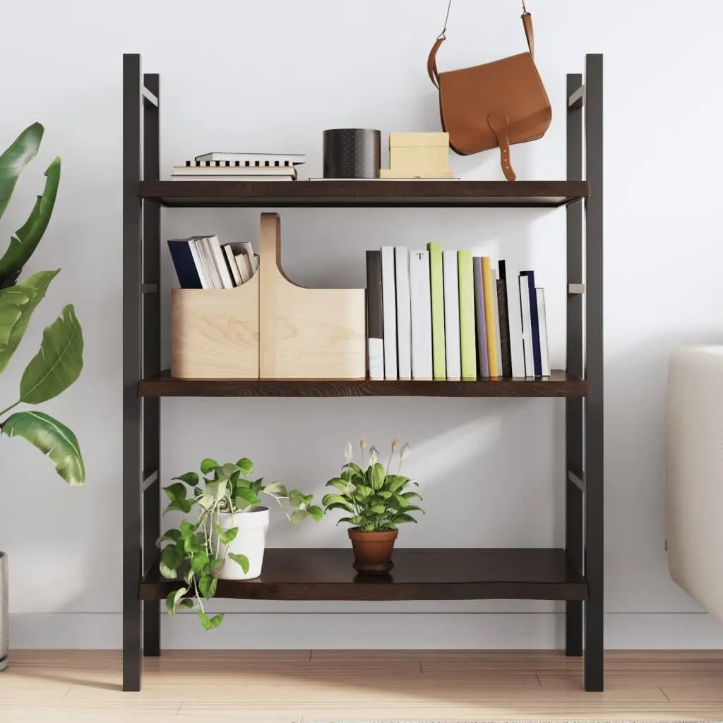 Wall Shelf 100x60cm Solid Oak Wood Rustic Handmade Live Edge Dark Brown