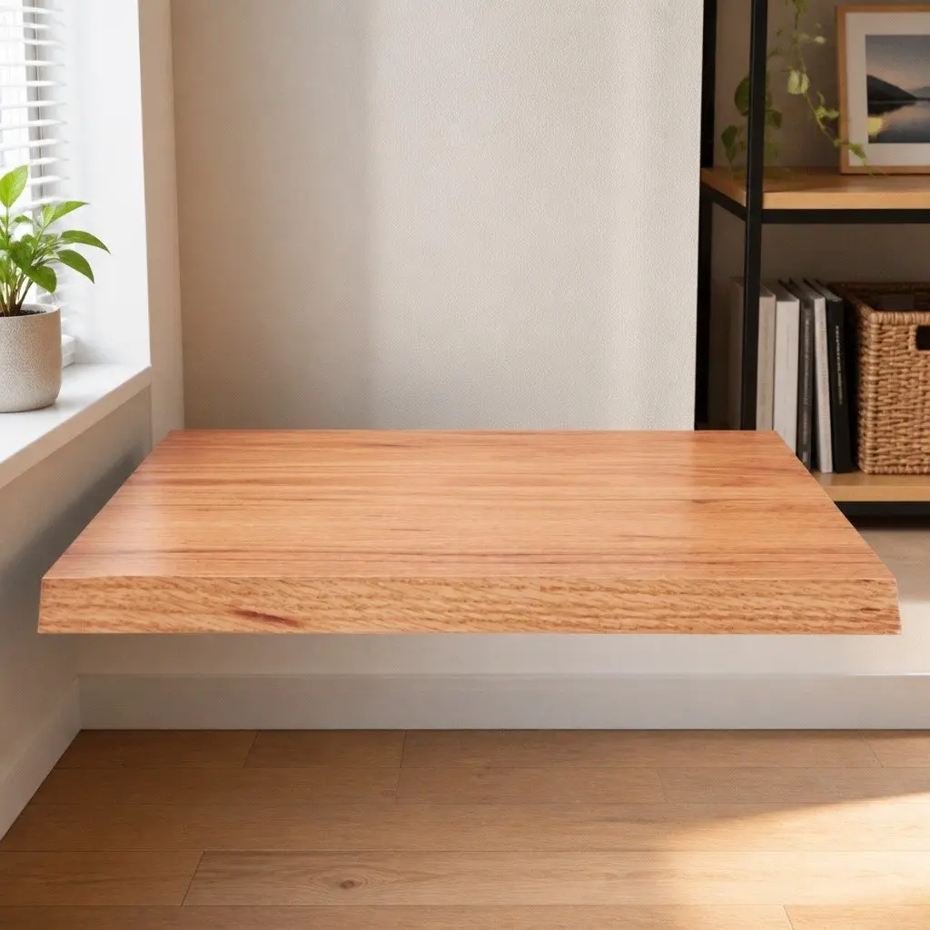 Solid Oak Wood Table Top 60x50cm Live Edge Brown Replacement Tabletop