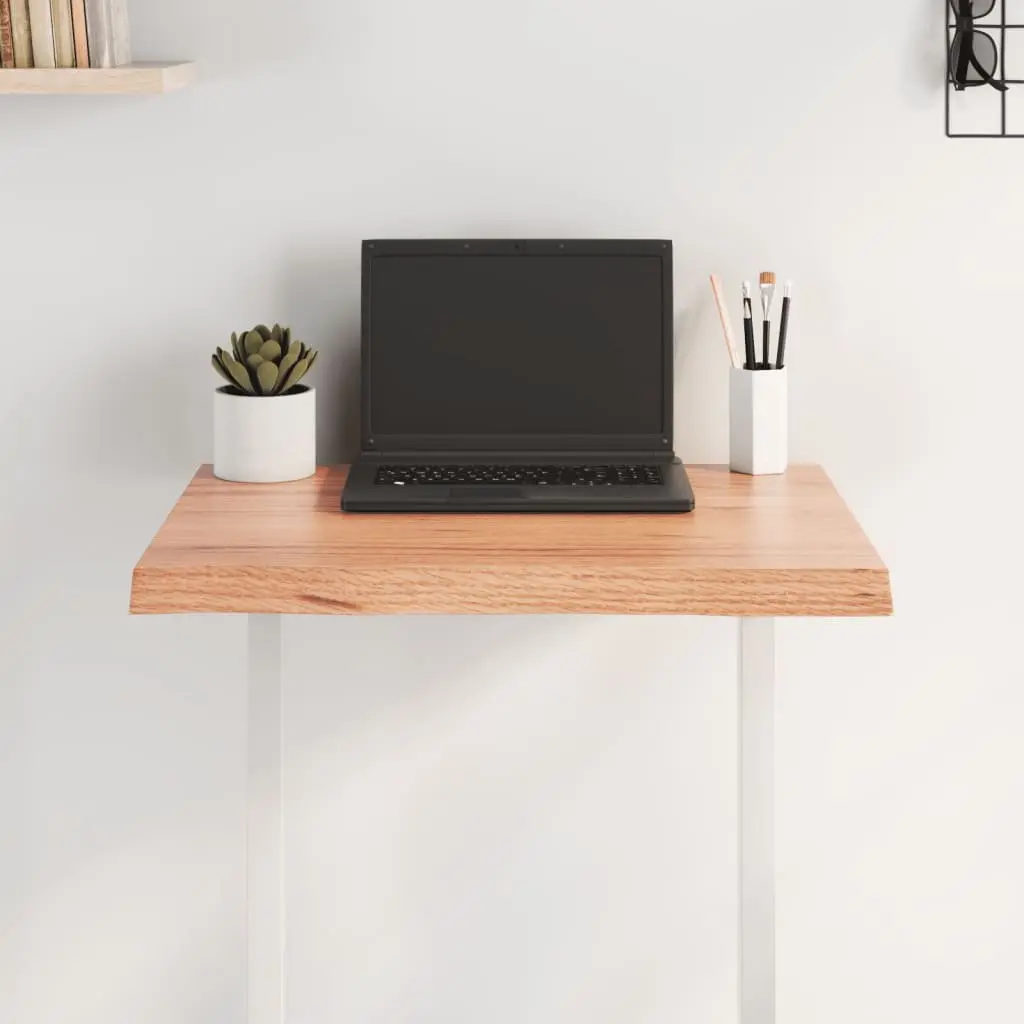 Solid Oak Wood Table Top 60x50cm Live Edge Brown Replacement Tabletop