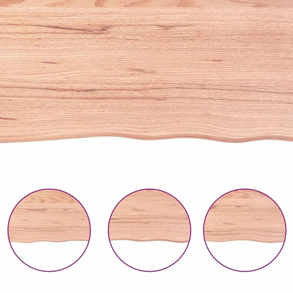 Solid Oak Wood Table Top 60x50cm Live Edge Brown Replacement Tabletop