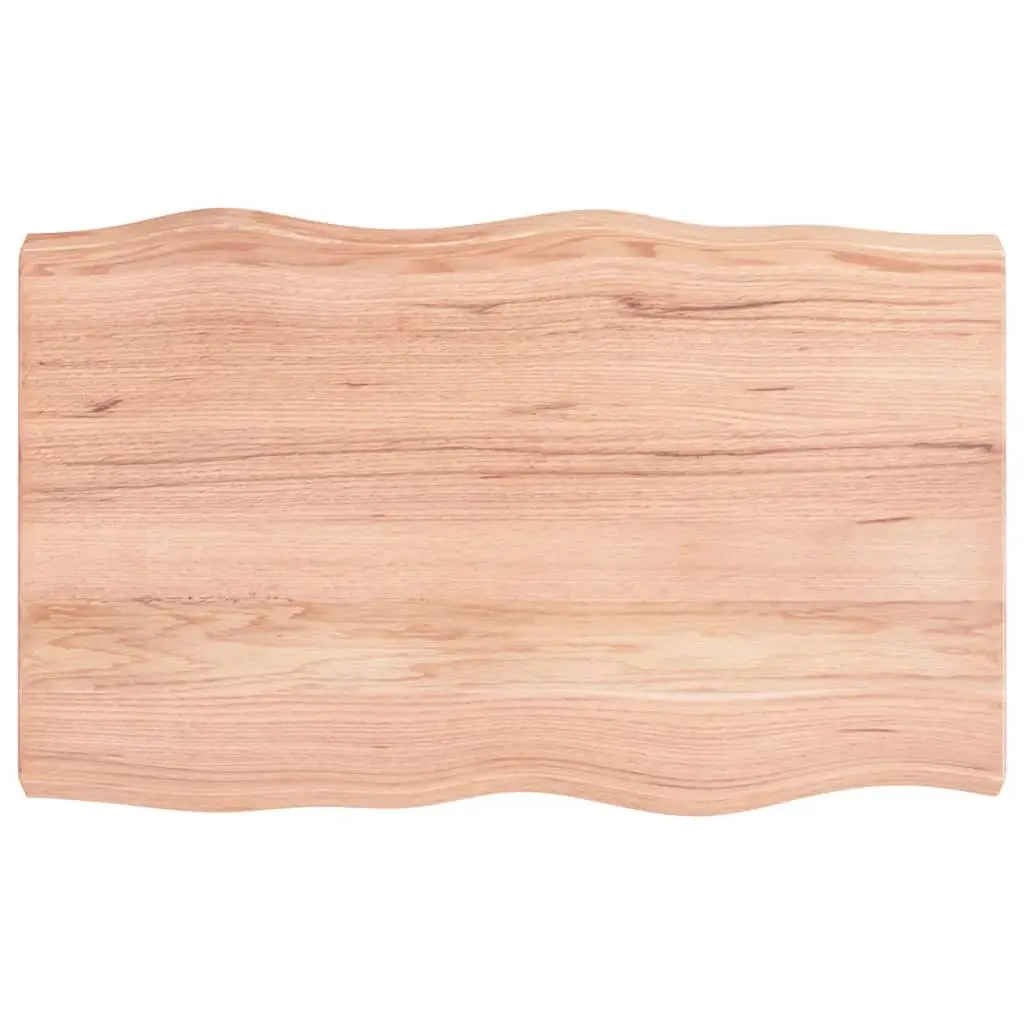 Solid Oak Wood Table Top 80x50cm Live Edge Handcrafted Varnished Surface