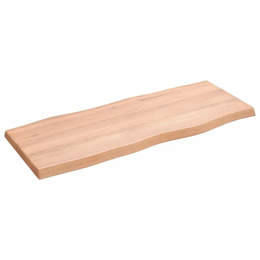 Solid Oak Wood Table Top 100x40cm Live Edge Brown Varnished Handcrafted