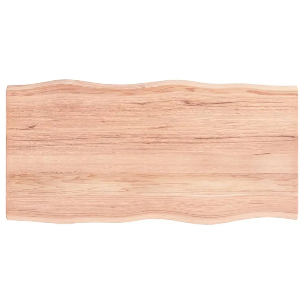 Solid Oak Wood Table Top 100x50cm Live Edge Handcrafted Varnished