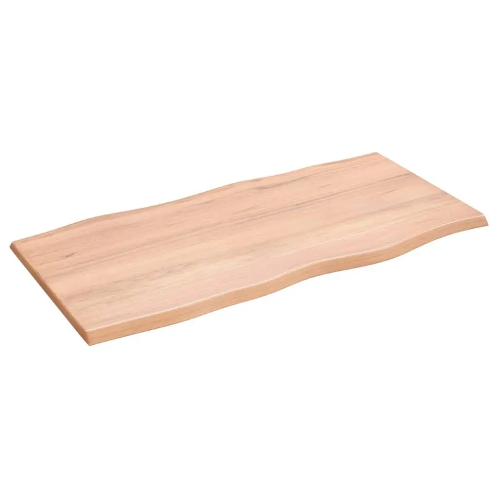 Solid Oak Wood Table Top 100x50cm Live Edge Handcrafted Varnished