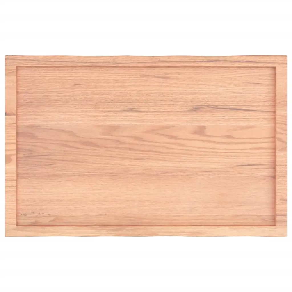 Solid Oak Wood Table Top 100x60cm Live Edge Natural Brown Varnished Replacement Tabletop