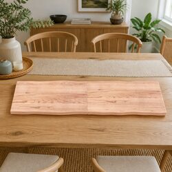 Wooden Table Top Brown Solid Oak Live Edge Folding Board 200x60cm Handcrafted