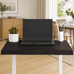 Wooden Table Top Dark Brown 60x40cm Treated Solid Oak Live Edge Handcrafted
