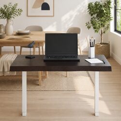 Dark Brown Wooden Table Top 80x50cm Solid Oak Live Edge Treated Board