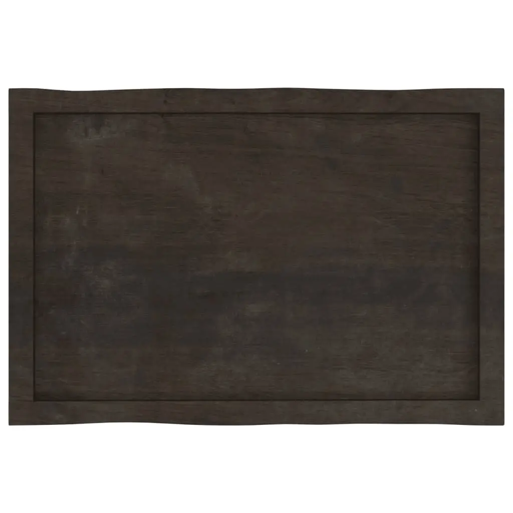 Wooden Table Top 80x50cm Solid Oak Live Edge Dark Brown Pre-Treated