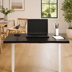 Solid Oak Wood Table Top Dark Brown Live Edge Replacement Board 80x60x2 cm