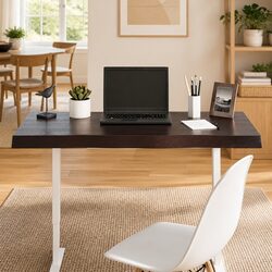 Wooden Table Top Dark Brown Live Edge Solid Oak 100x40cm Replacement Board