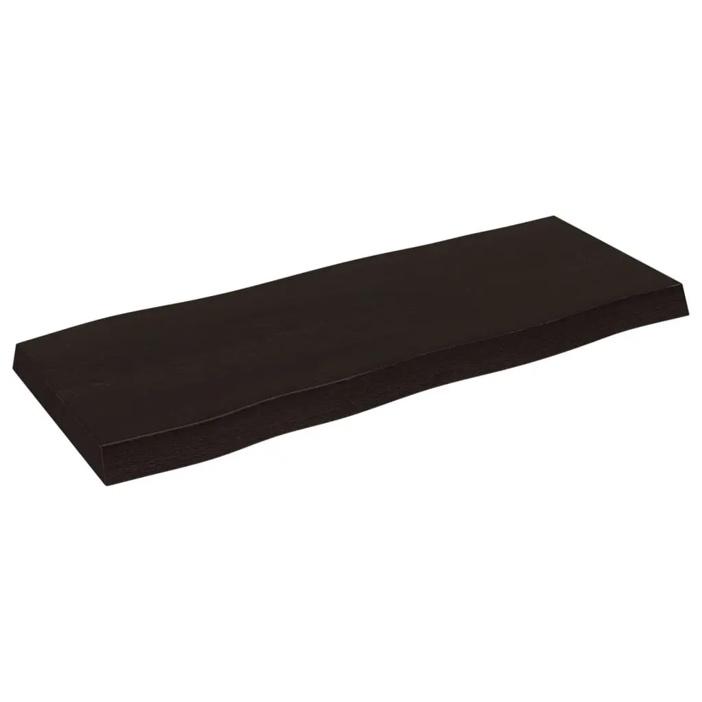 Wooden Table Top 100x40cm Dark Brown Live Edge Solid Oak Replacement Board