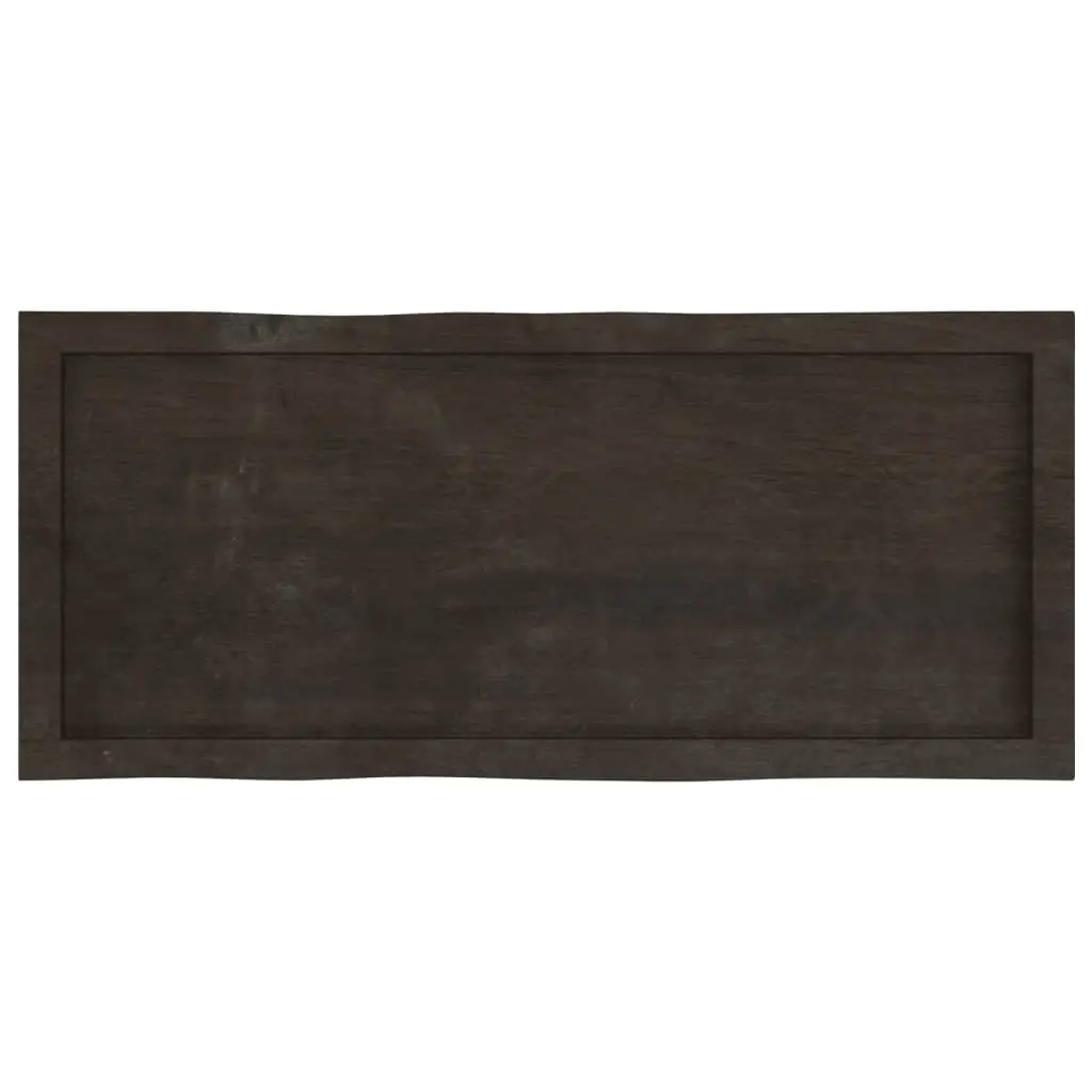 Wooden Table Top 100x40cm Dark Brown Live Edge Solid Oak Replacement Board