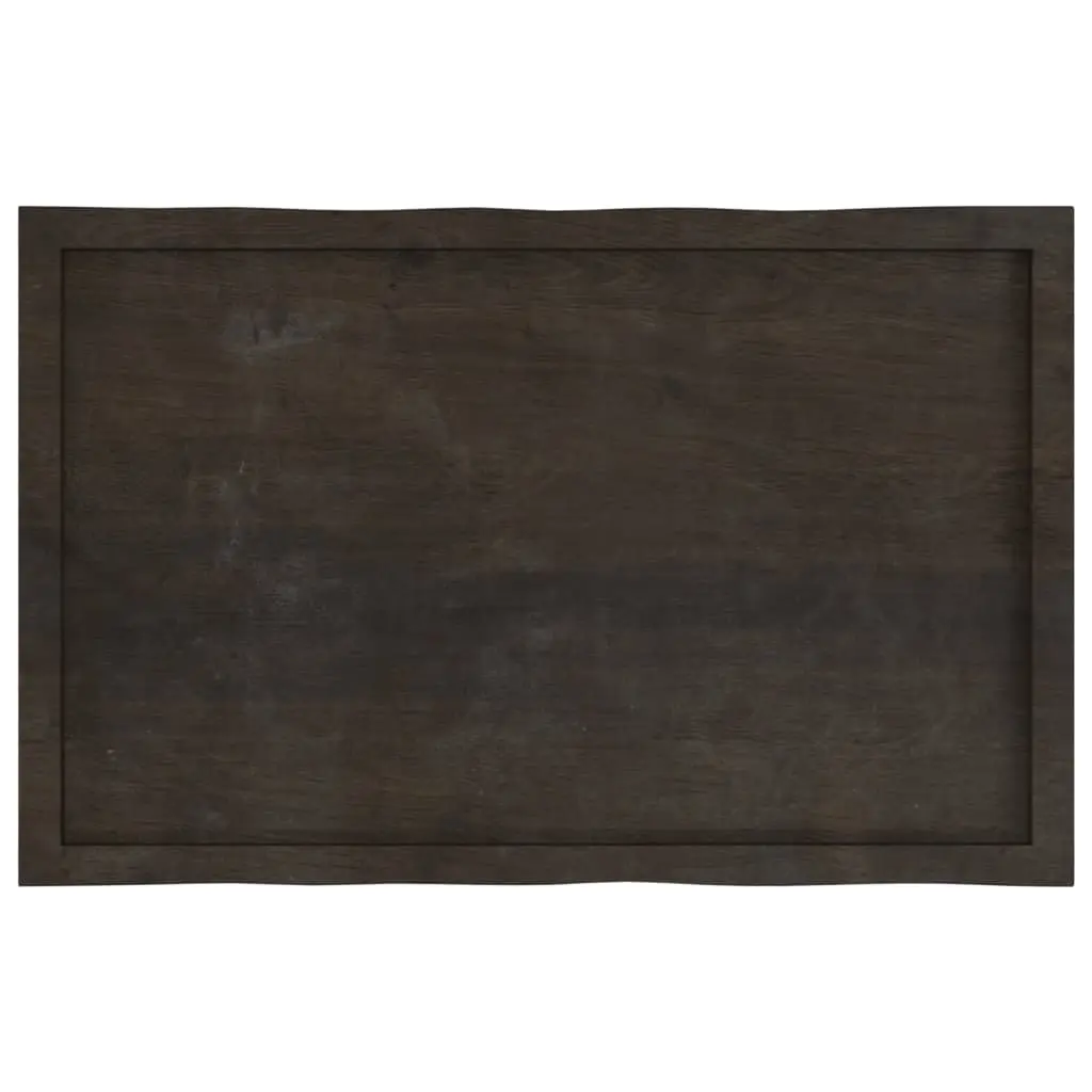 Wooden Table Top 100x60cm Solid Oak Live Edge Handcrafted Dark Brown
