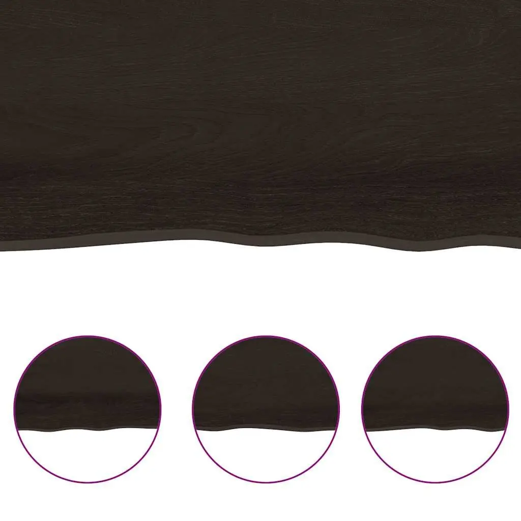 Solid Oak Wood Table Top 120x40cm Live Edge Dark Brown Foldable