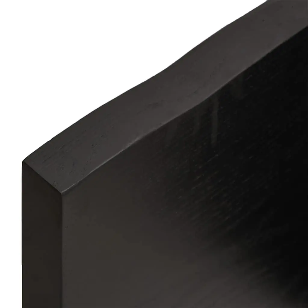 Solid Oak Wood Table Top 120x40cm Live Edge Dark Brown Foldable