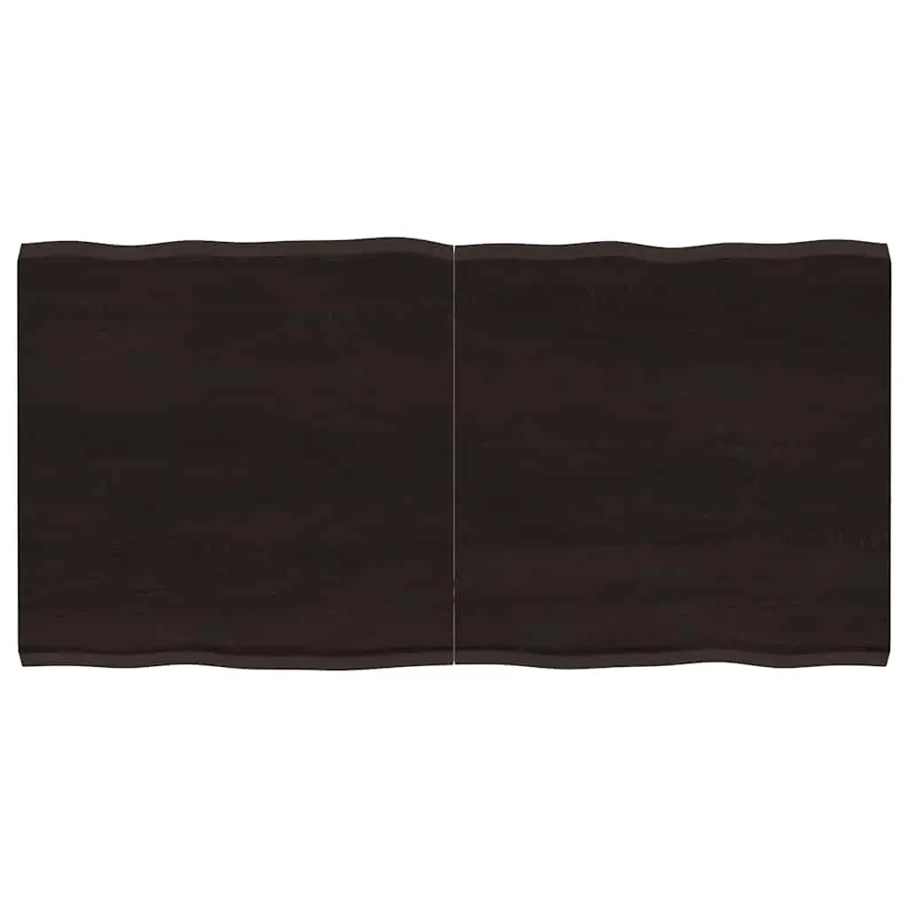 Wooden Table Top 120x60cm Solid Oak Live Edge Dark Brown Foldable