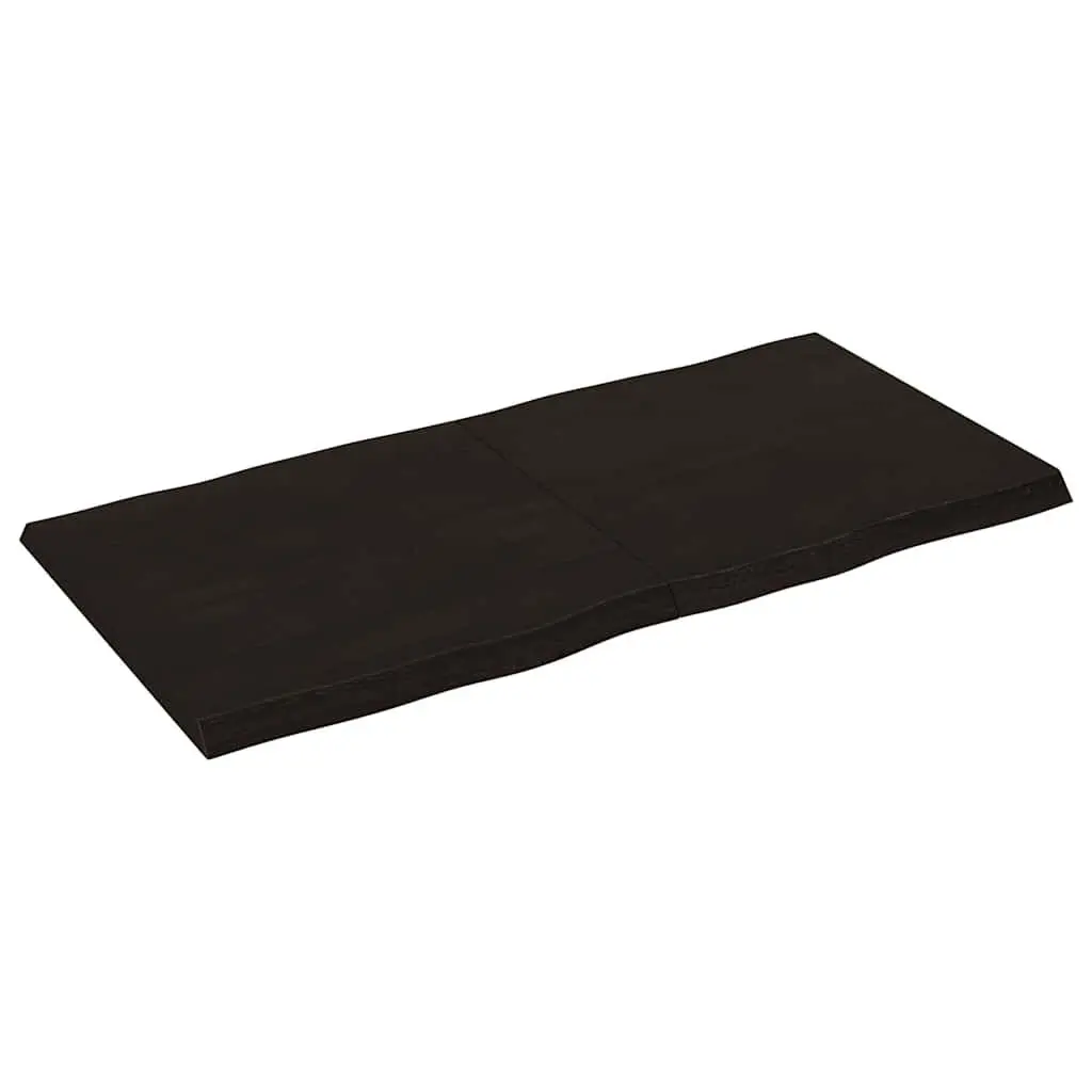Wooden Table Top 120x60cm Solid Oak Live Edge Dark Brown Foldable