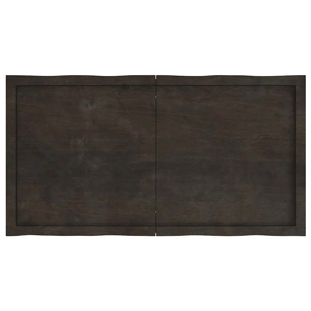 Wooden Table Top 120x60cm Solid Oak Live Edge Dark Brown Foldable