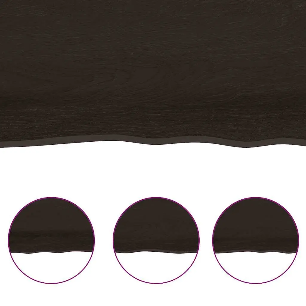 Wooden Table Top 120x60cm Solid Oak Live Edge Dark Brown Foldable
