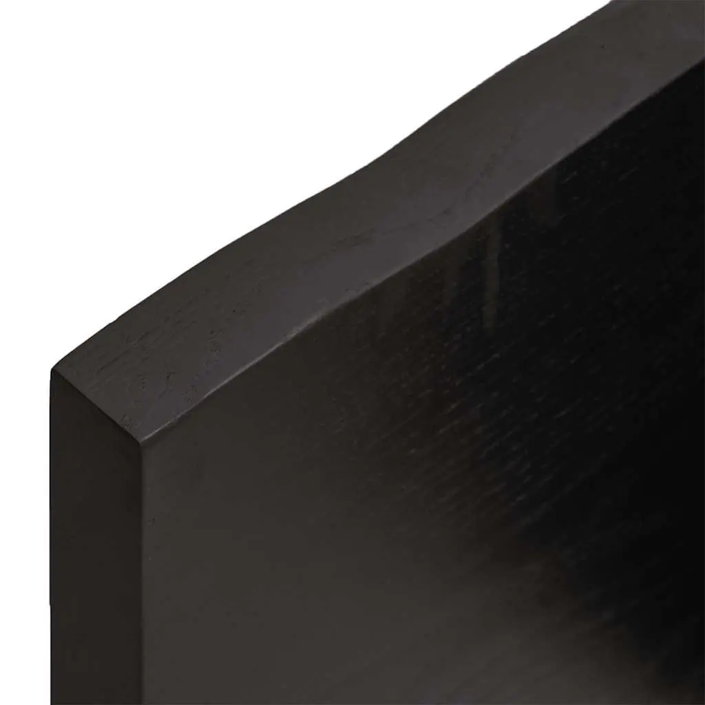Solid Oak Wood Table Top 160x40cm Dark Brown Live Edge Foldable