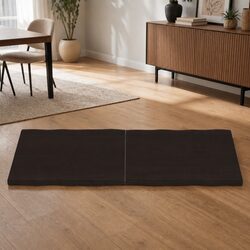 Handcrafted Dark Brown Oak Folding Tabletop with Live Edge