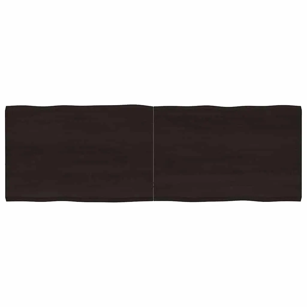 Wooden Table Top 180x60cm Solid Oak Live Edge Foldable Dark Brown